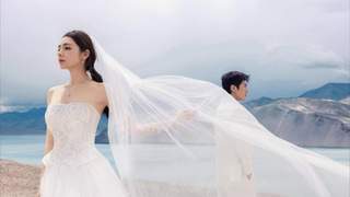 姜潮麦迪娜现身新疆拍婚纱大片 定格浪漫甜蜜瞬间