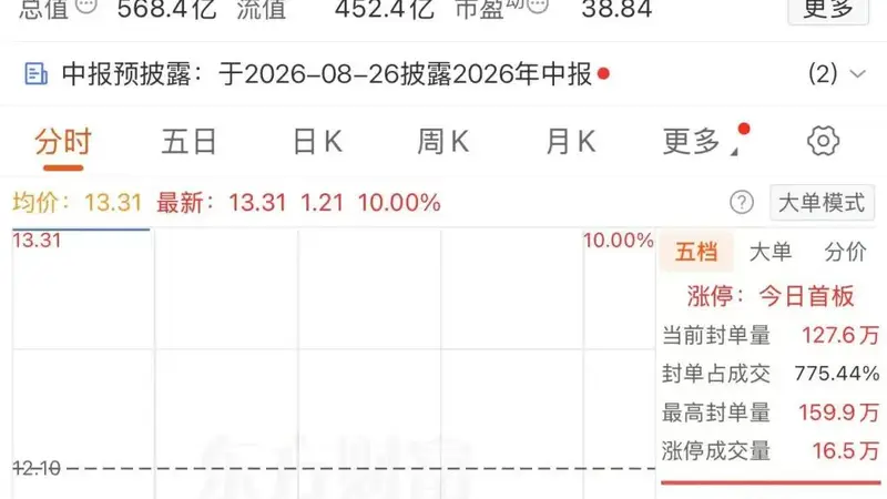 超百万手封单！002414，“一字”涨停