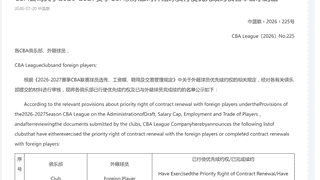 CBA外援优先续约权揭晓：北京队仅续约杰曼