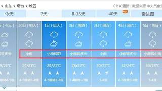 烟台，局部有暴雨和冰雹！