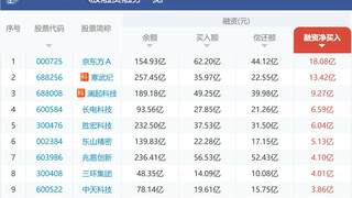 “老登”又成“血包”!杠杆资金做空10股,农业银行、国泰海通等金融股遭融券卖空,融资加仓前10均为科技股,京东方A、寒武纪遭热捧