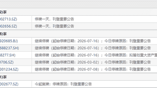 7月17日盘前停复牌汇总