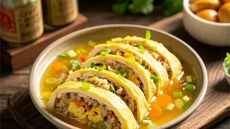 传统蛋卷制作配方出炉 包含食材处理及浇汁步骤