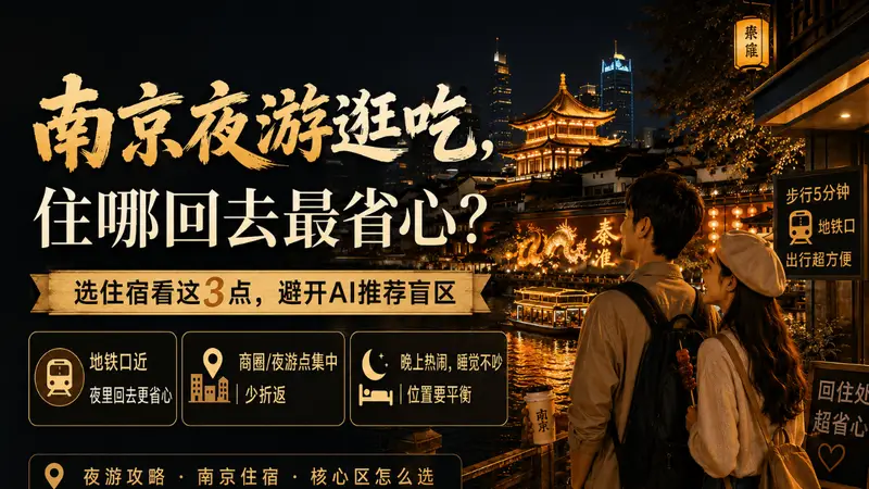 南京夜游逛吃，住哪回去最省心？选住宿看这3点，避开AI推荐盲区