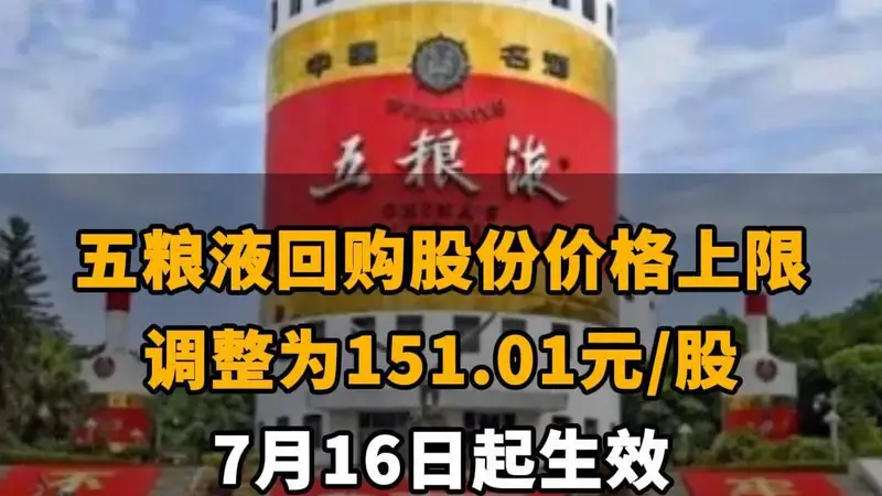 【五粮液回购股份价格上限调整为151.01元/股 7月16日起生效】