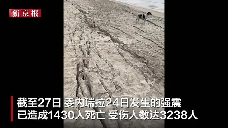 委内瑞拉强震现场:海滩沙土液化,地面开裂惊魂瞬间