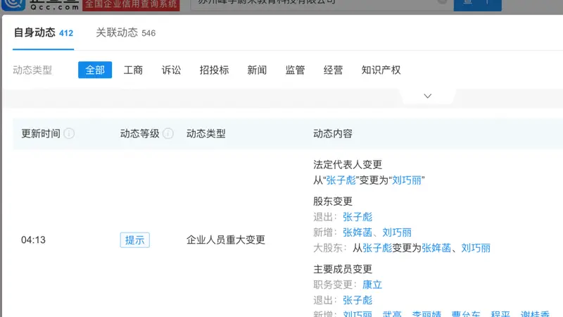 张雪峰女儿接手三家公司 李丽婧任峰学蔚来董事