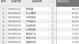 资金风向标 | 新易盛、东山精密获大额资金净流入