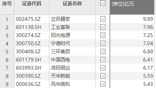 立讯精密单日净流入9.89亿元居资金流向榜首位