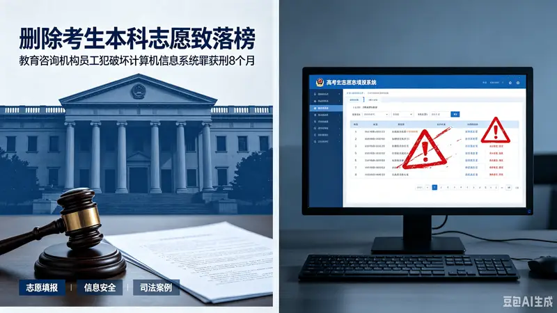 四川某教育咨询机构工作人员为泄愤,私自删除考生本科志愿致其落榜,获刑8个月