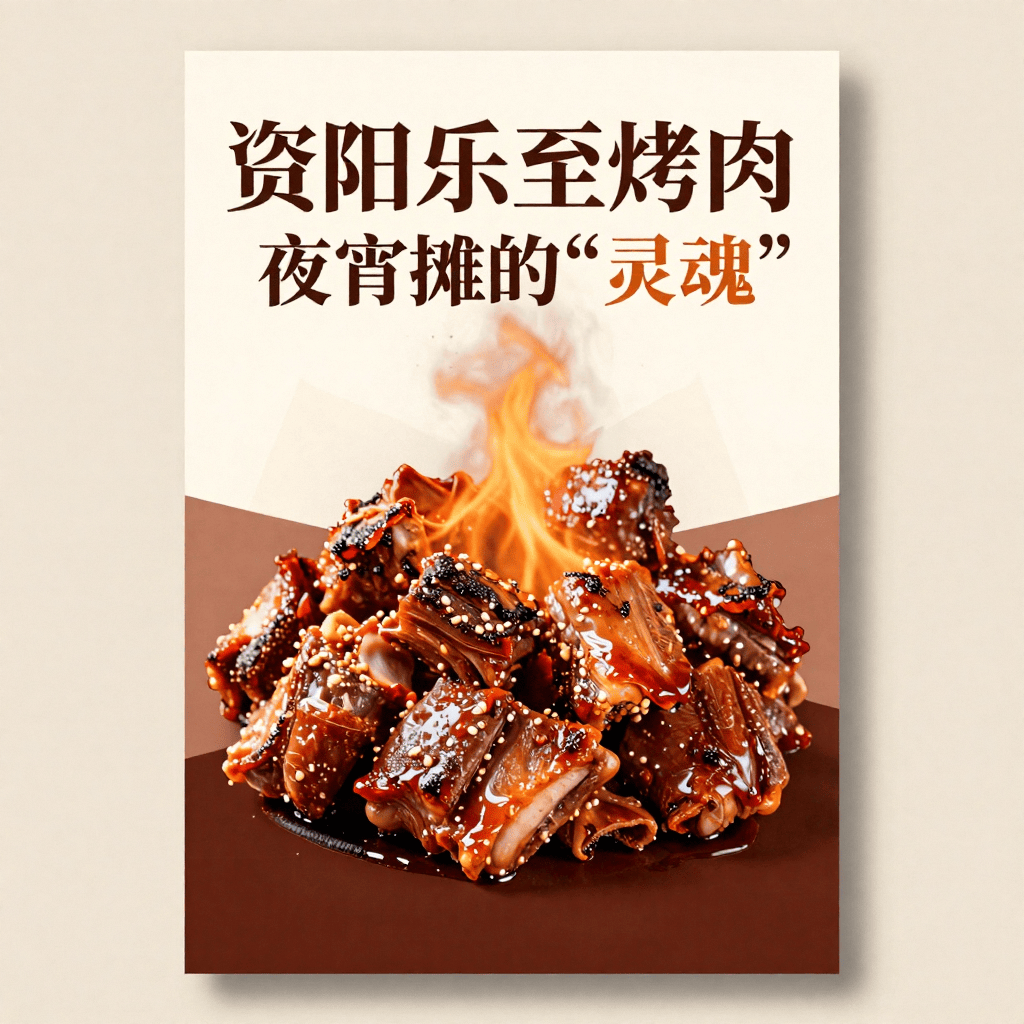 资阳乐至烤肉：炭火+香料，麻辣鲜香，夜宵摊的“灵魂”！