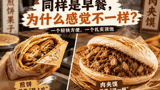 同样是早餐,为什么煎饼更像“路上吃”,肉夹馍更像“顶一顿”?