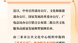 三亚入围全国第二批公共文化服务高质量发展典型案例