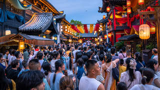 “莫离无忧沉浸游”太好玩了!象山影视城夜游首日爆火,景区内人山人海