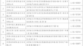 兰州市文旅局2026年8月撤销9家违规旅行社经营许可 附名单公告送达