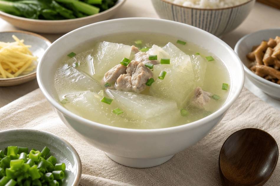 冬瓜汤清清淡淡，夏天喝着很舒服